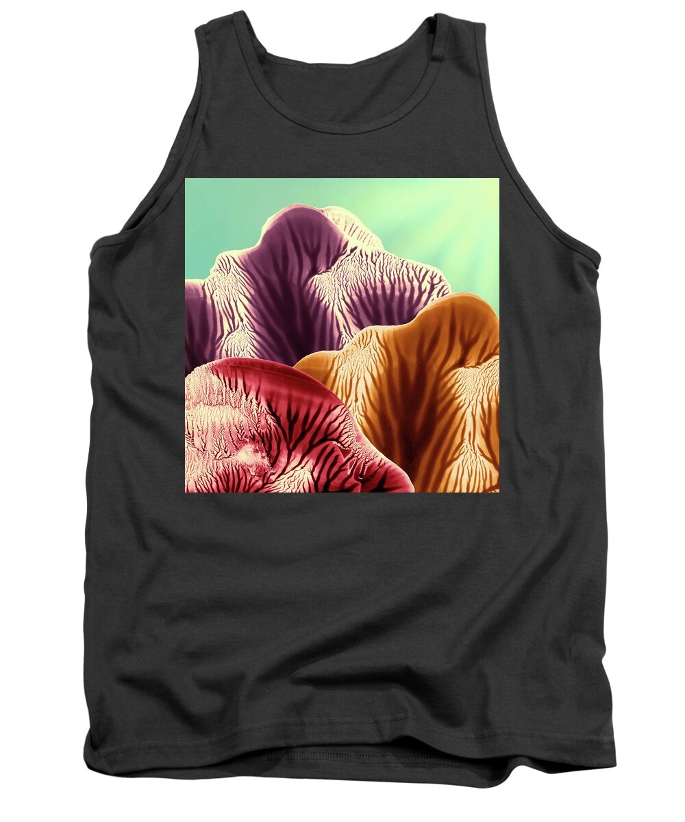 Abstract Tank Top featuring the mixed media Colorful Desert Mountains at Sunrise by Amy Vangsgard