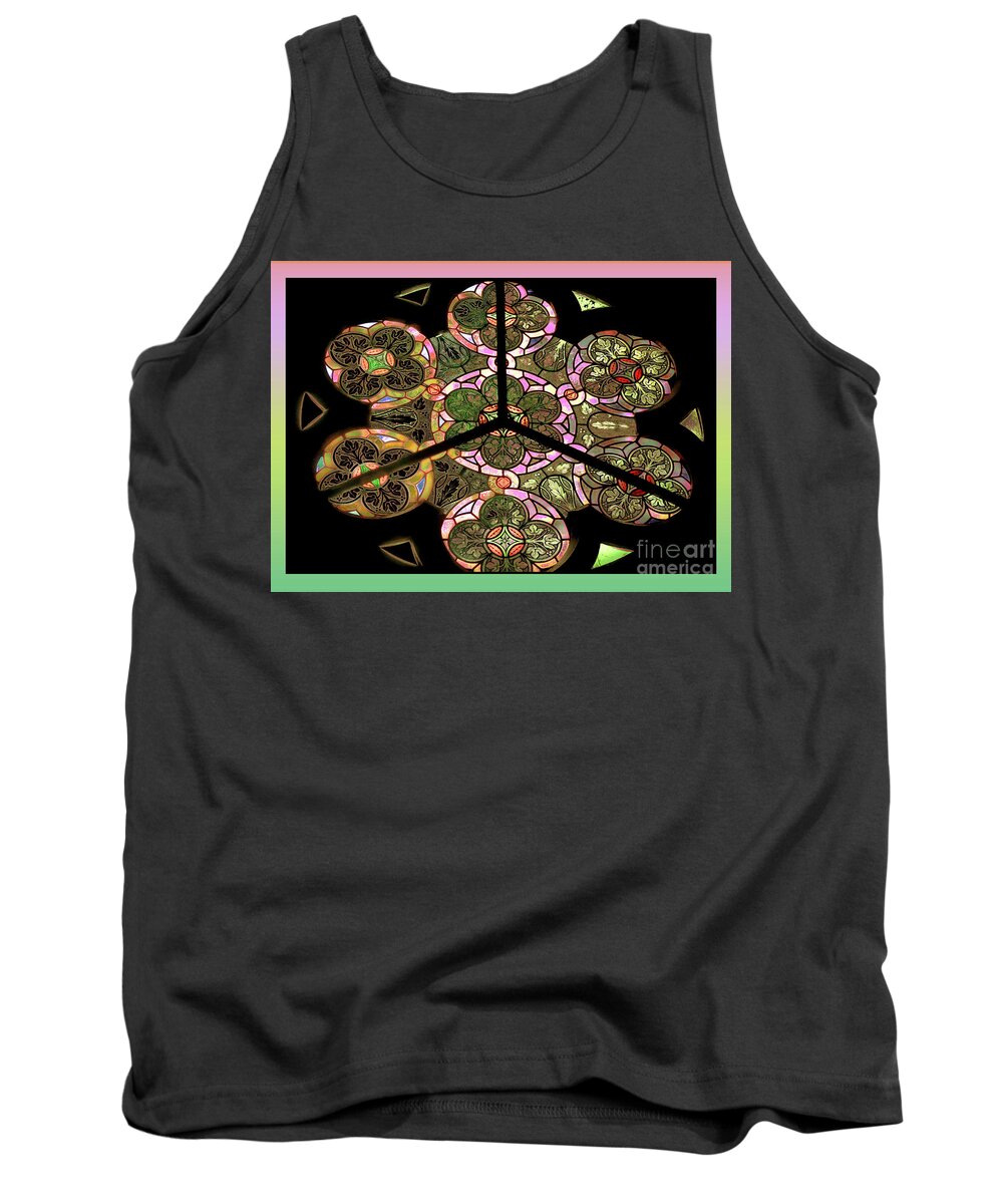 Fantasy Tank Top featuring the digital art Colorful Rosette in pink-turquoise by Eva-Maria Di Bella