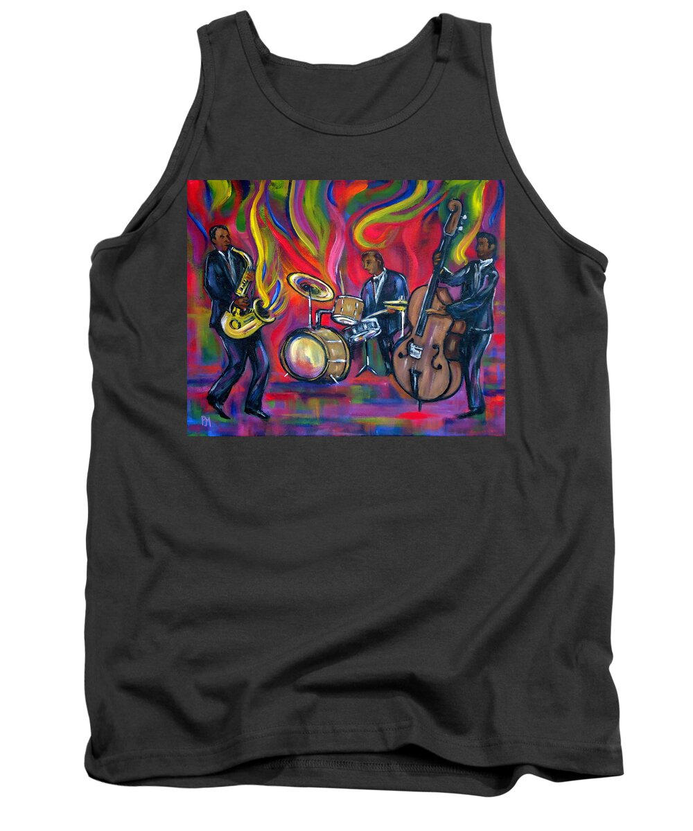 Jazz Tank Top featuring the painting Colorful Trio by Pete Maier
