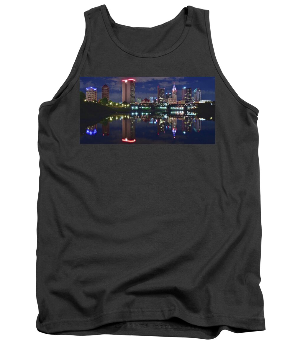 Columbus Tank Top featuring the photograph Columbus Ohio Panorama over the Scioto by Frozen in Time Fine Art Photography