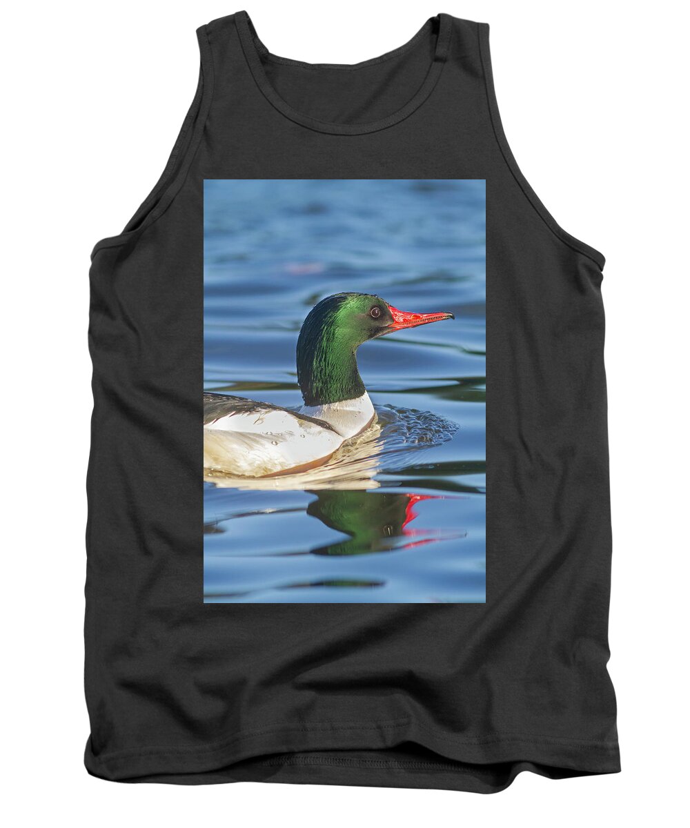 Mark Miller Photos Tank Top featuring the photograph Common Merganser Profile by Mark Miller