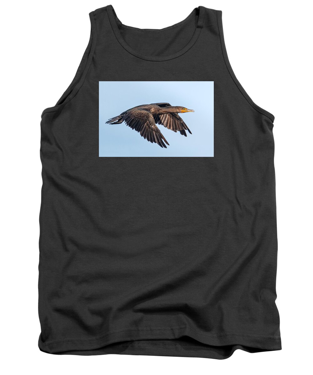 Cormorant Tank Top featuring the photograph Cormorant in flight by Kevin Giannini