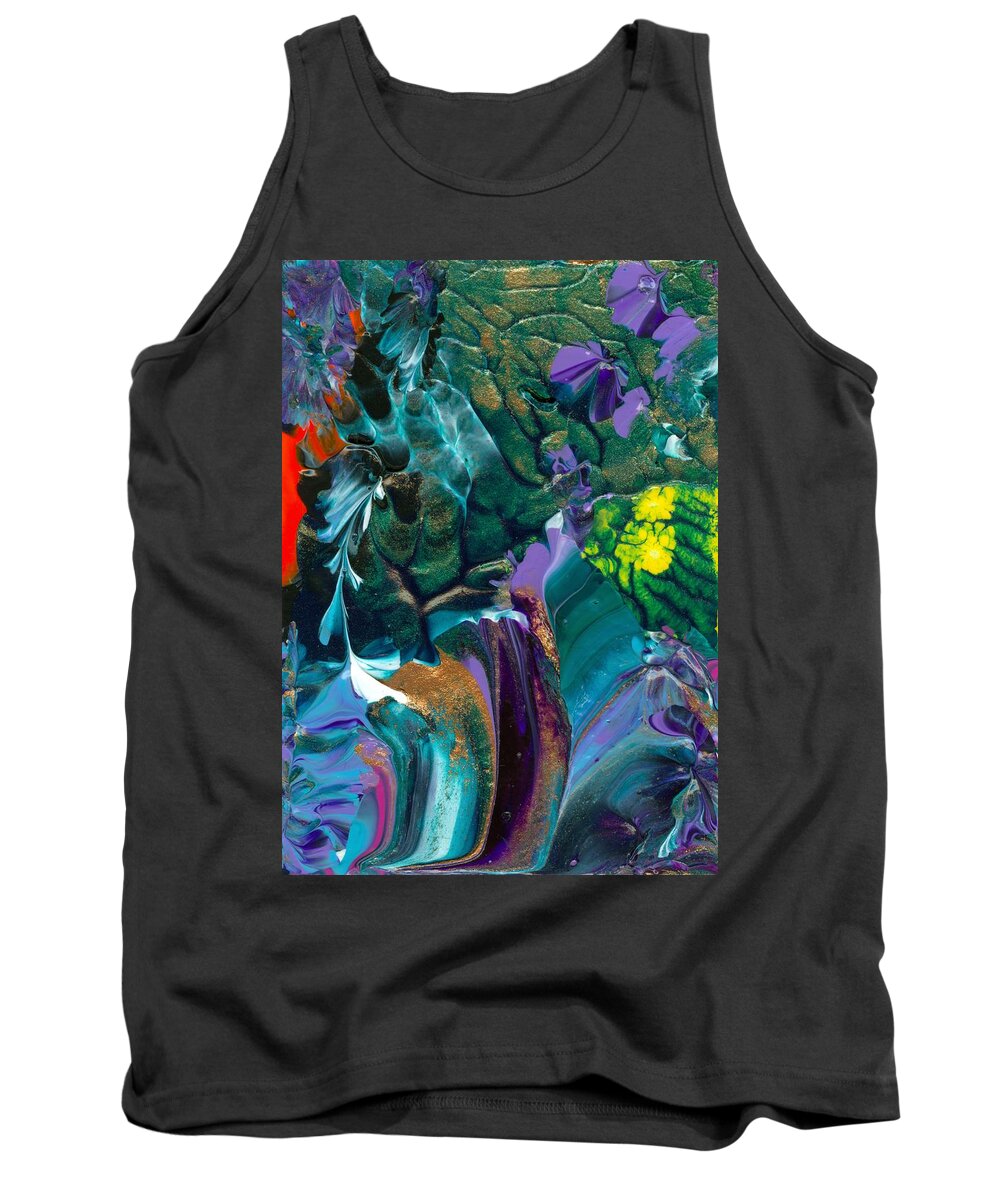 Cosmic Tank Top featuring the painting Cosmic Feathered Webbed Universe by Nan Bilden