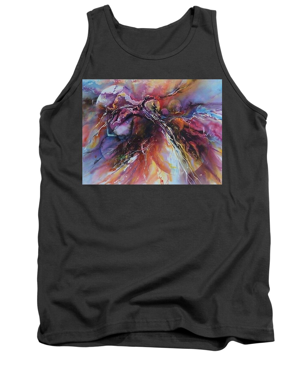 Abstract Tank Top featuring the painting Cosmic Rhythm by Ilona Petzer