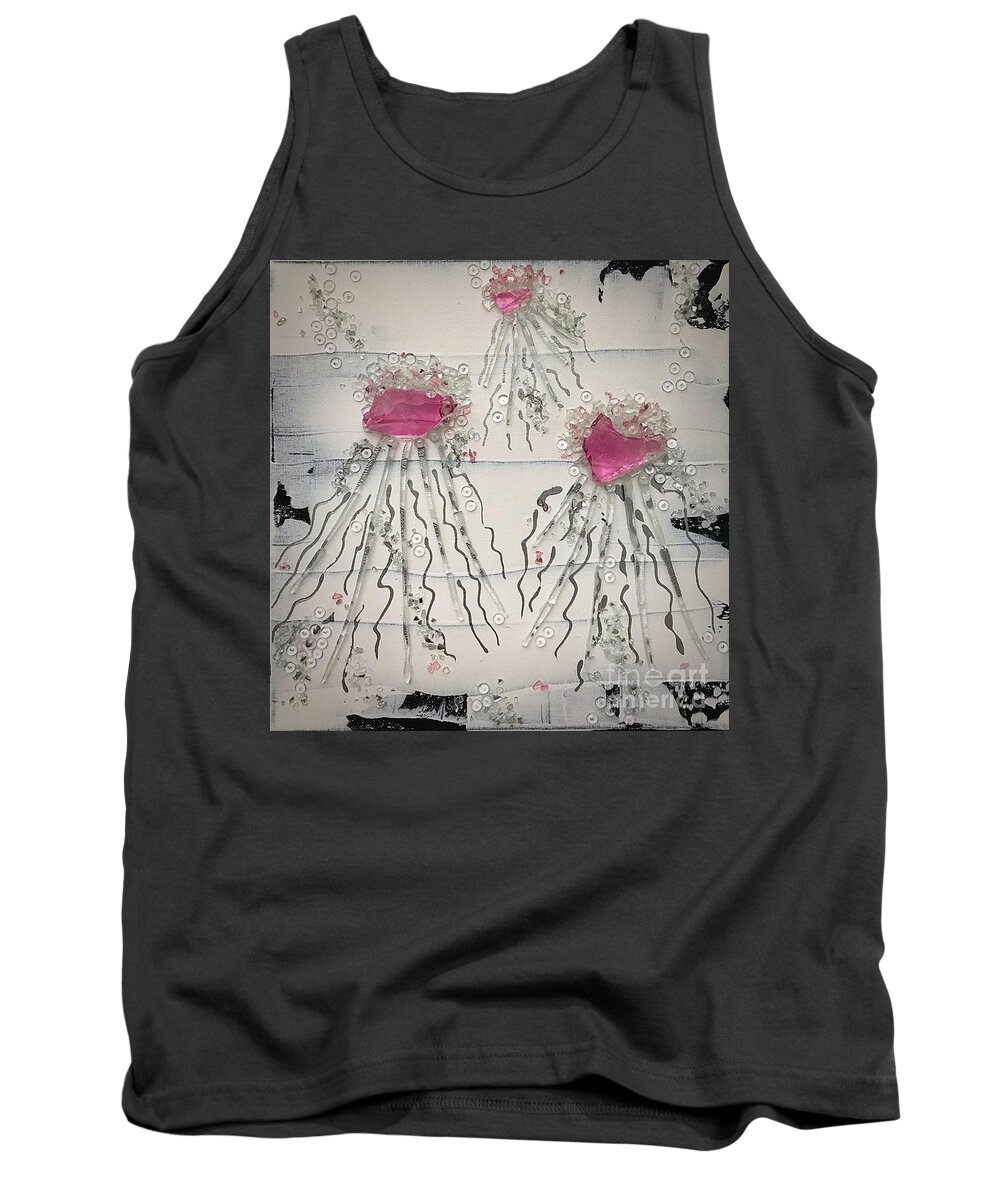 Jelly Fish Tank Top featuring the glass art Cotton Candy Jelly-Fish by Lori Mellen-Pagliaro