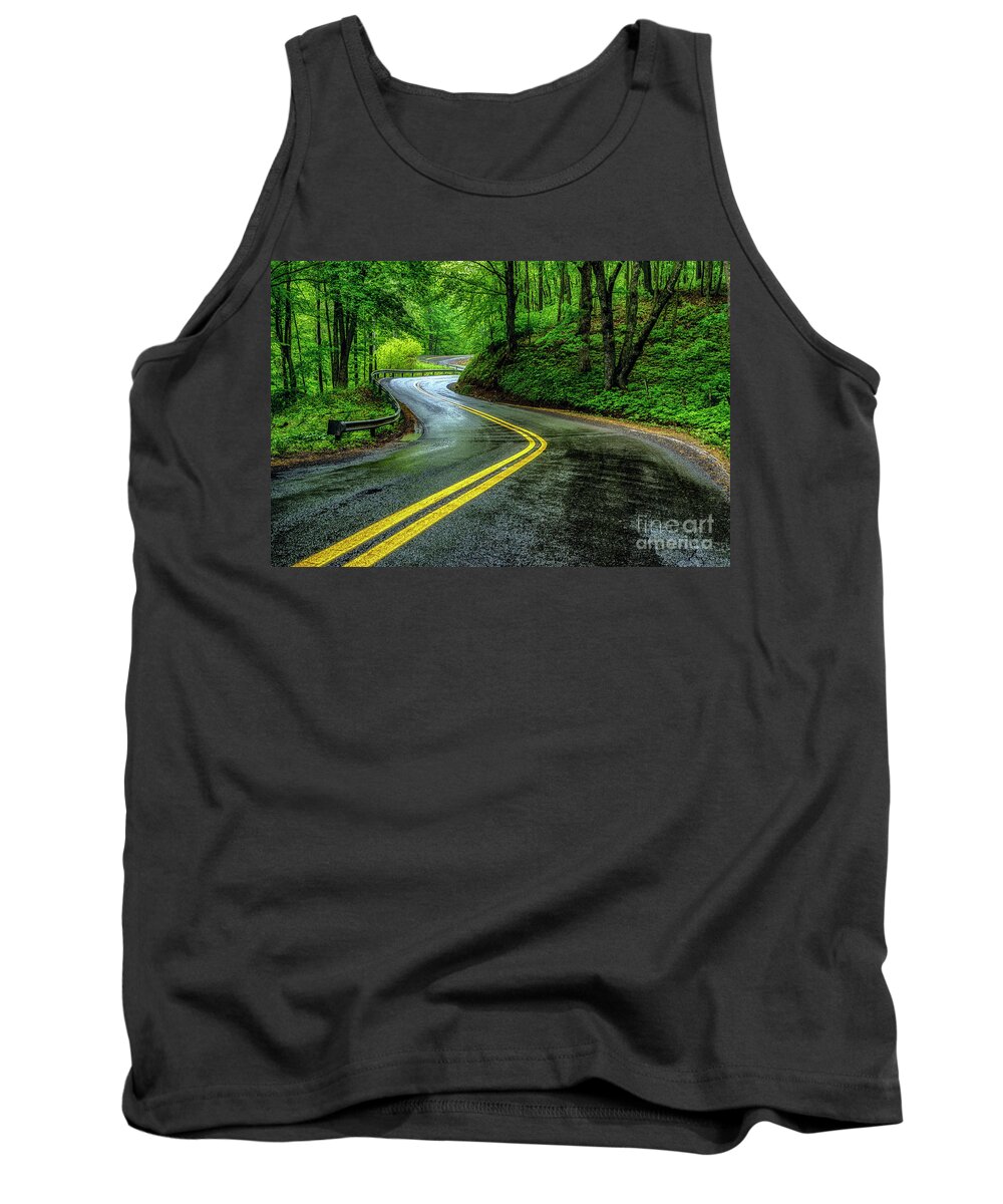 Spring Tank Top featuring the photograph Country Road in Spring Rain by Thomas R Fletcher