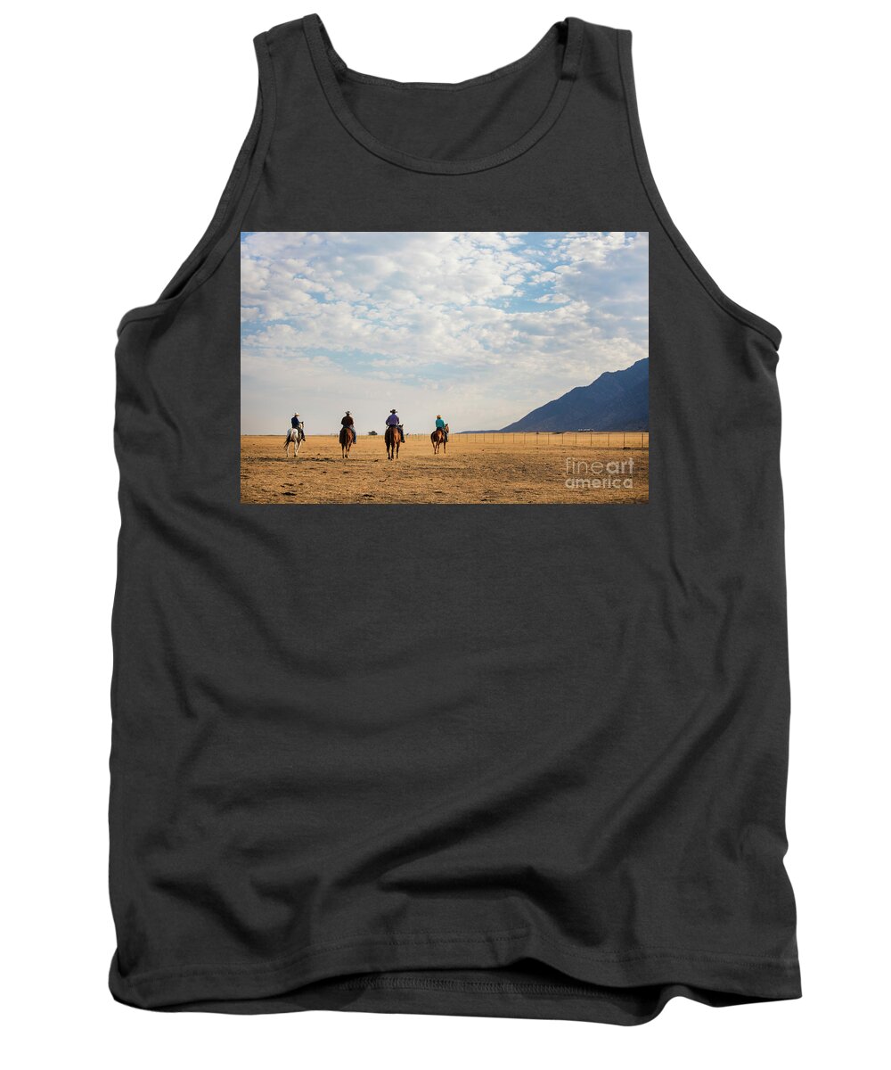 Cowboys Tank Top featuring the photograph Cowboys on the Open Range by Diane Diederich