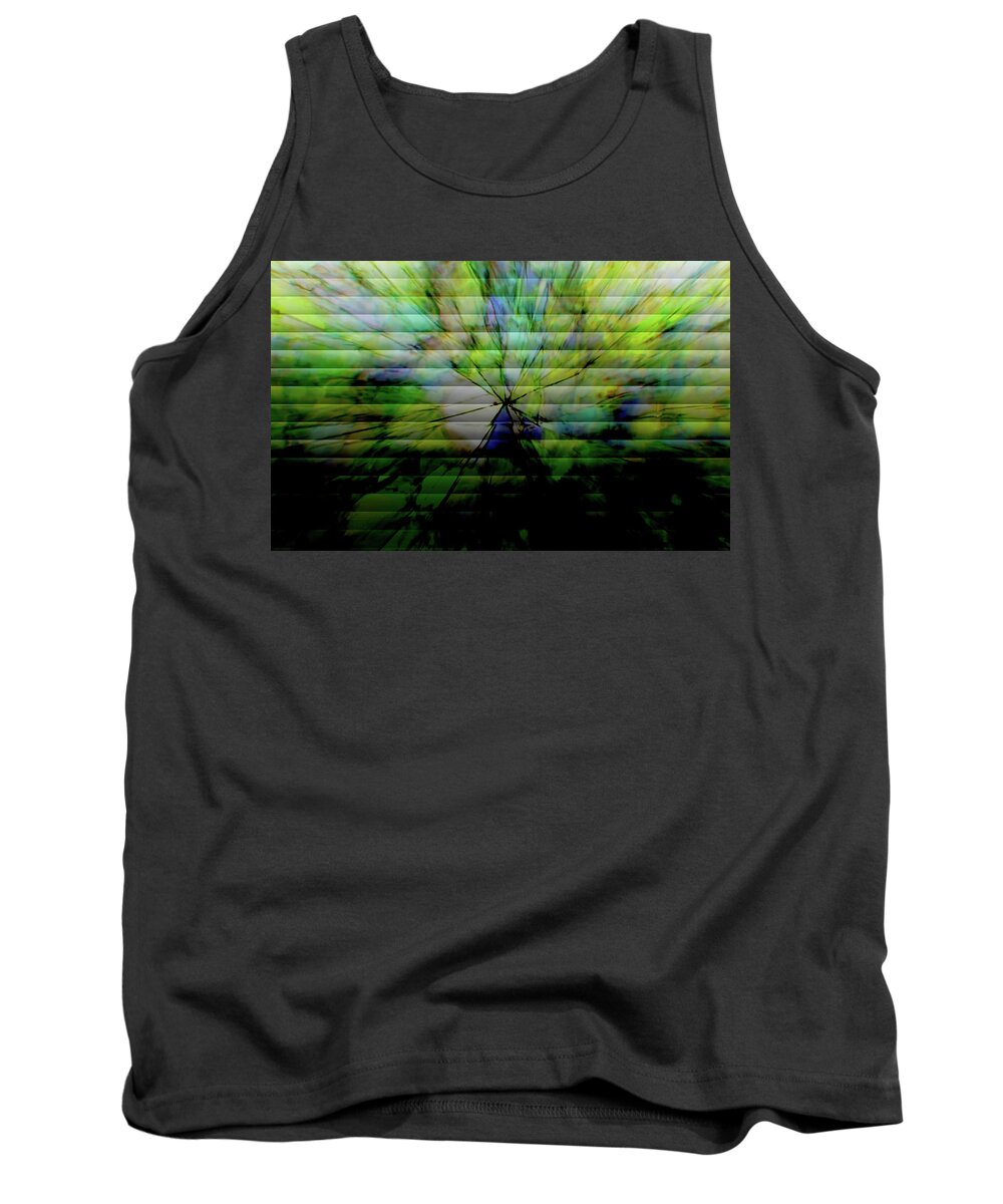 Abstract Tank Top featuring the digital art Cracked Abstract Green by Carol Crisafi