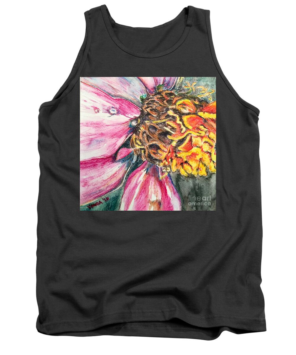 Macro Tank Top featuring the drawing Crazy Top by Vonda Lawson-Rosa