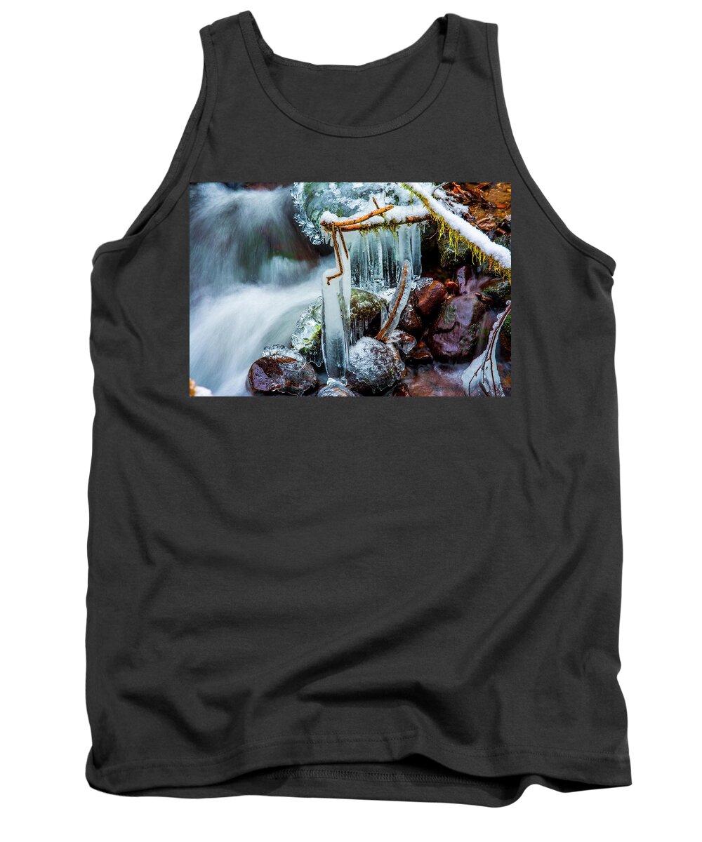 Art Tank Top featuring the photograph Creekside Icicles by Jason Brooks