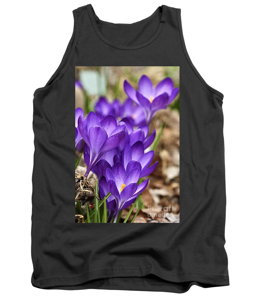 Photography Tank Top featuring the photograph Crocuses by Larry Ricker