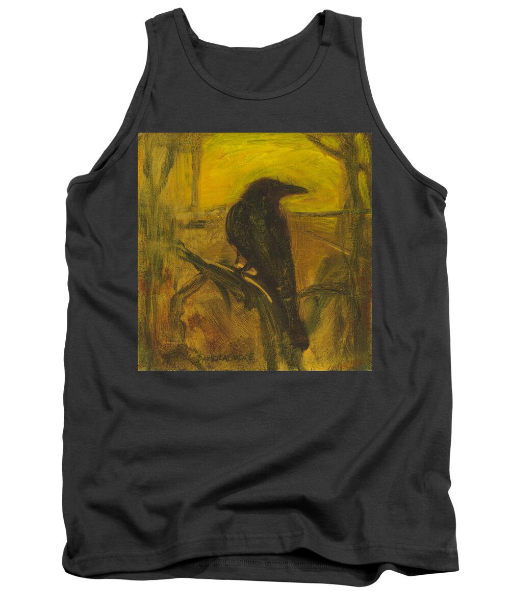 Bird Tank Top featuring the painting Crow 21 by David Ladmore