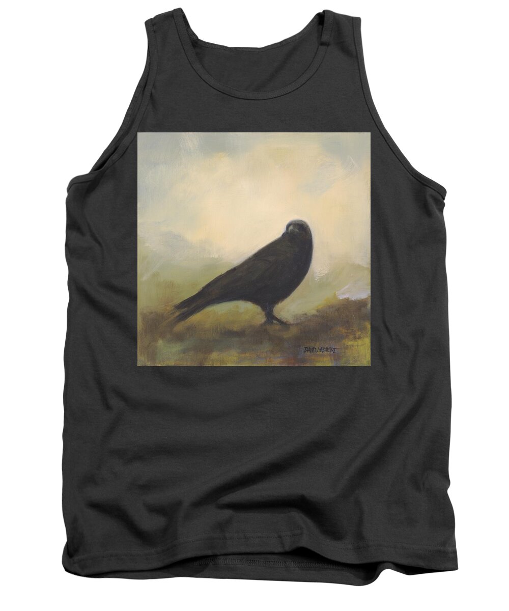 Bird Tank Top featuring the painting Crow 24 by David Ladmore