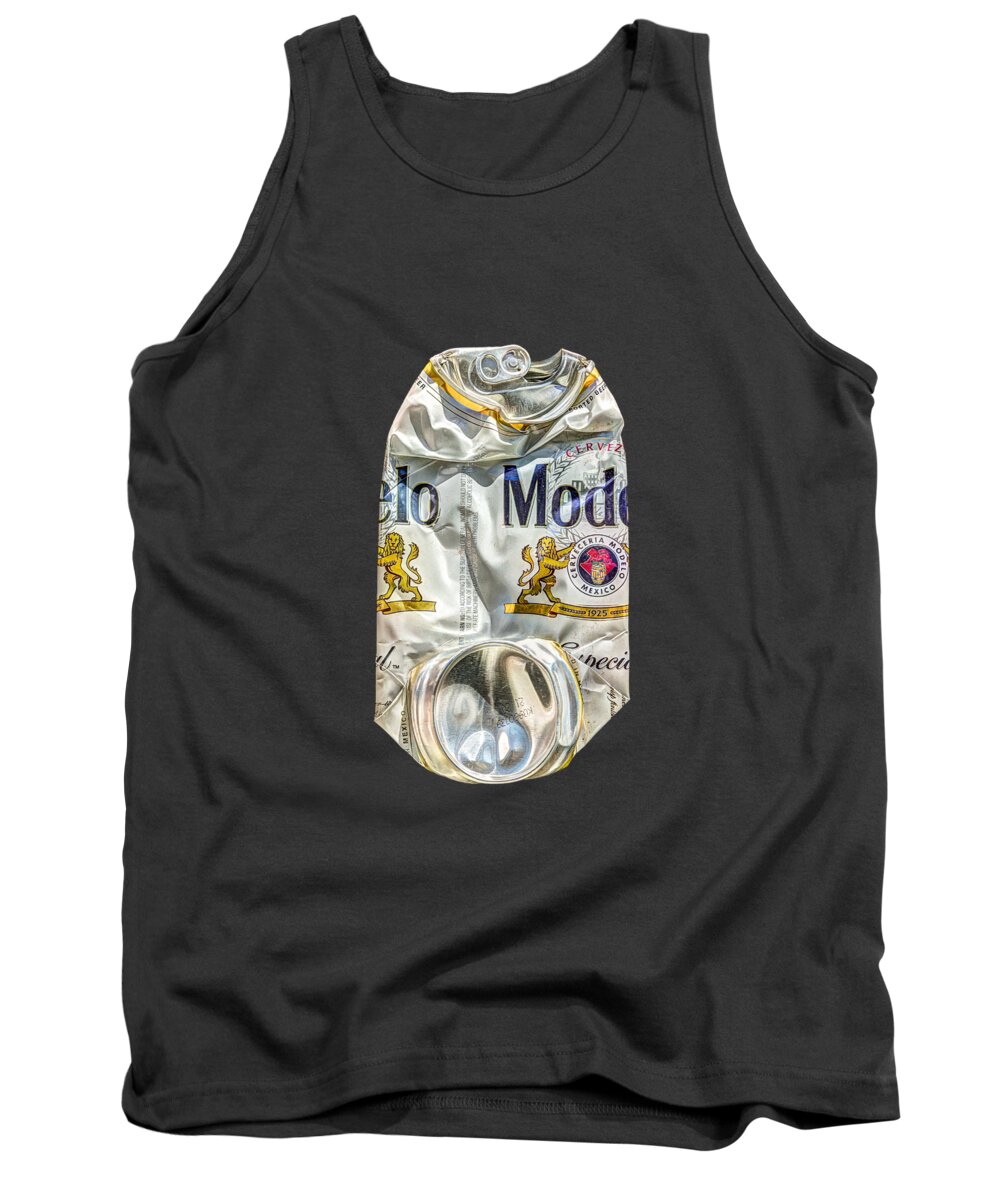 Beer Can Tank Top featuring the photograph Crushed Beer Can Especial on Plywood 82 by YoPedro
