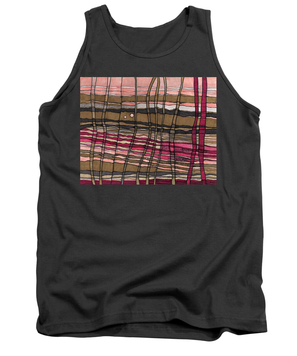 Abstract Tank Top featuring the drawing Stalks at Sunset by Sandra Church