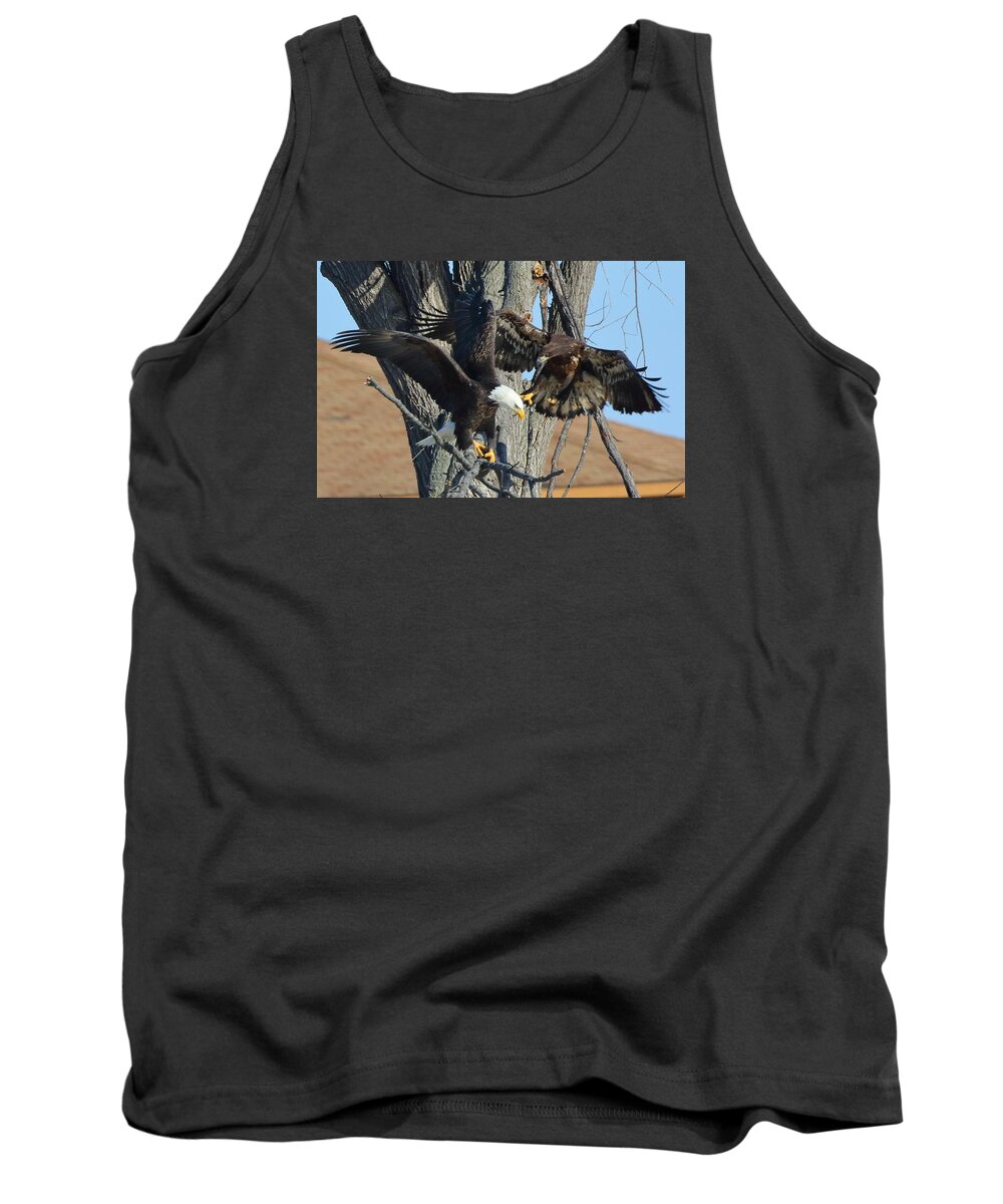 Bald Eagle Tank Top featuring the photograph Dad and Junior with fish by Coby Cooper