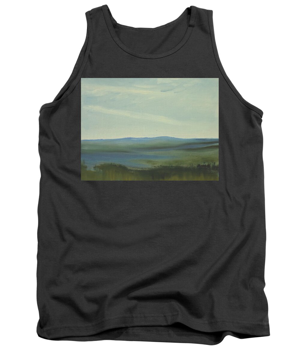 Landscape Tank Top featuring the painting dagrar over salenfjallen- Shifting daylight over mountain ridges, 6 of 12_1247_75x100 cm by Marica Ohlsson