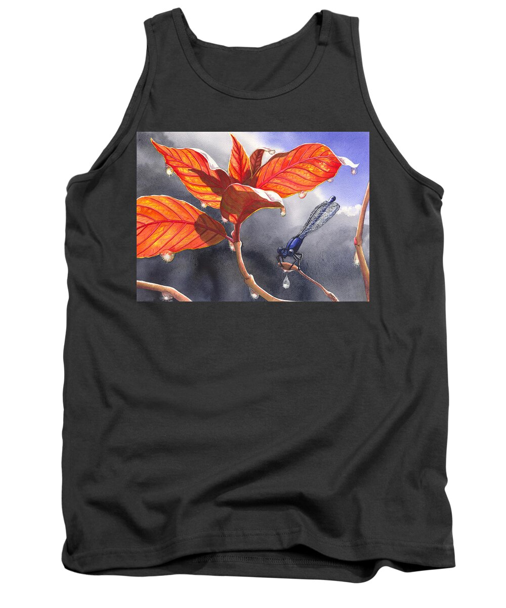 Raindrops Tank Top featuring the painting Damsel Fly by Catherine G McElroy
