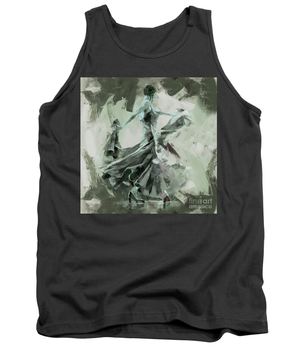 Jazz Tank Top featuring the painting Dance Flamenco Art by Gull G