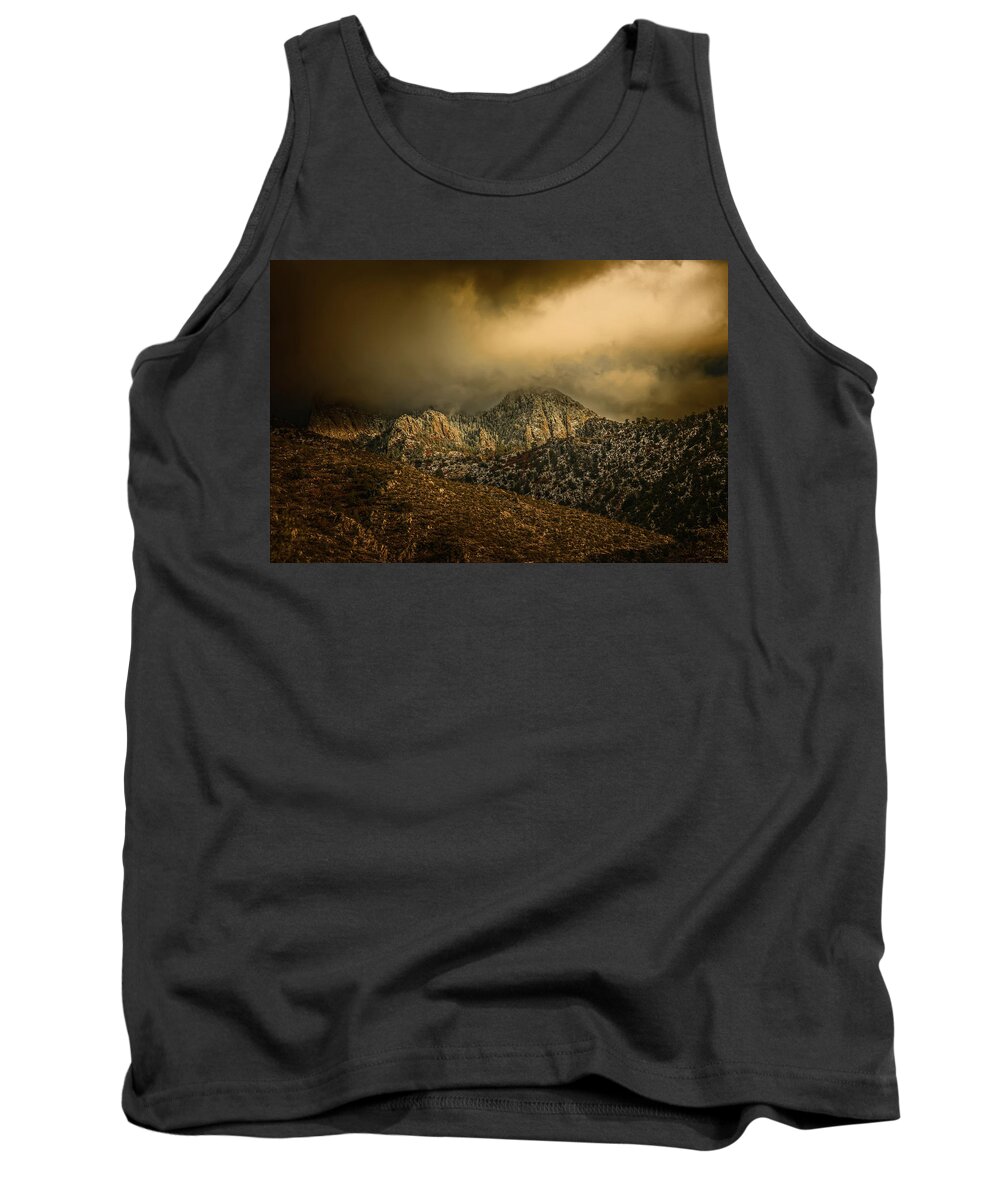 Landscape Tank Top featuring the photograph Darkness Falls Over the Sandias by Michael McKenney