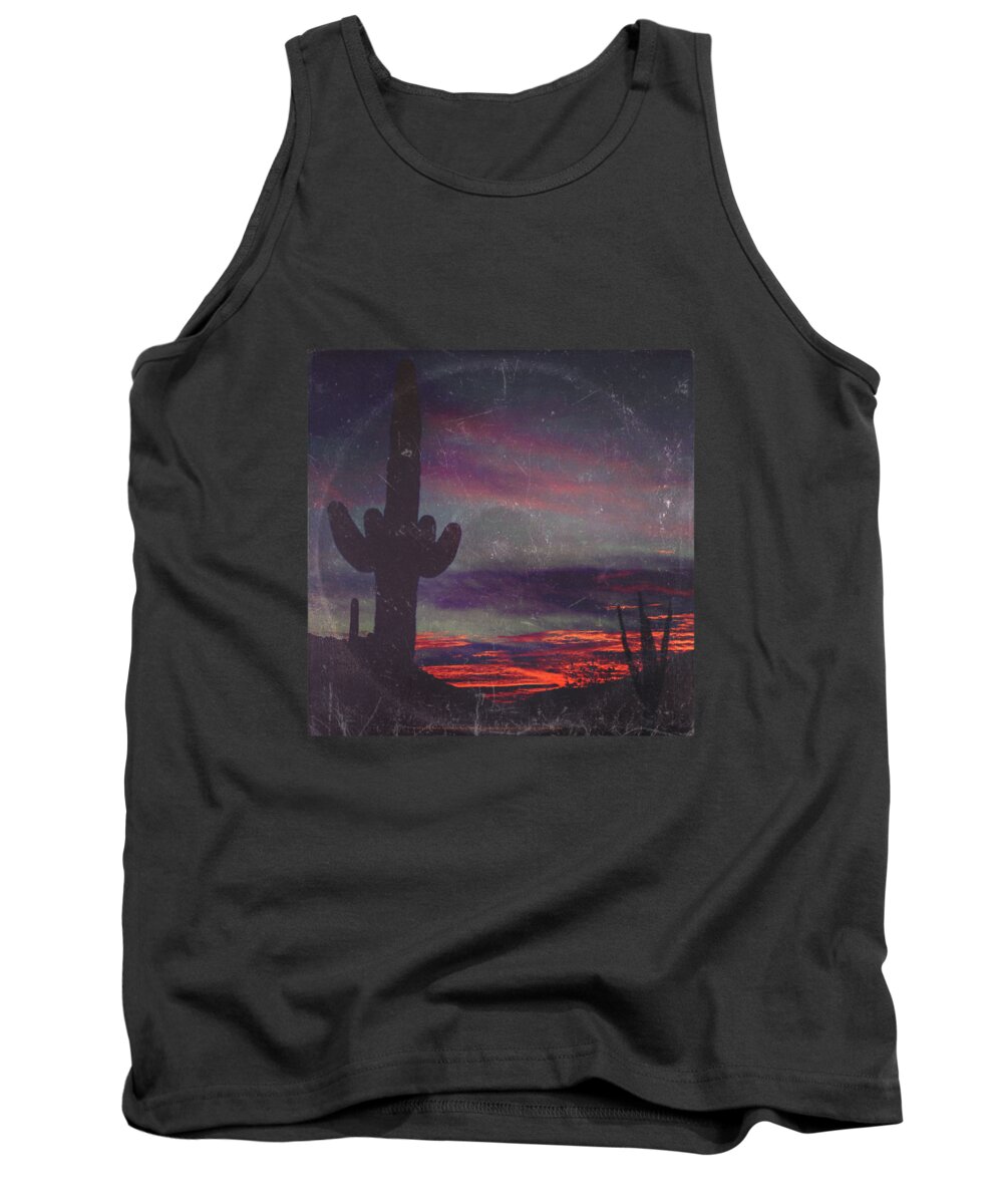 Arizona Tank Top featuring the photograph Darkness In The Desert - America As Vintage Album Art by Little Bunny Sunshine