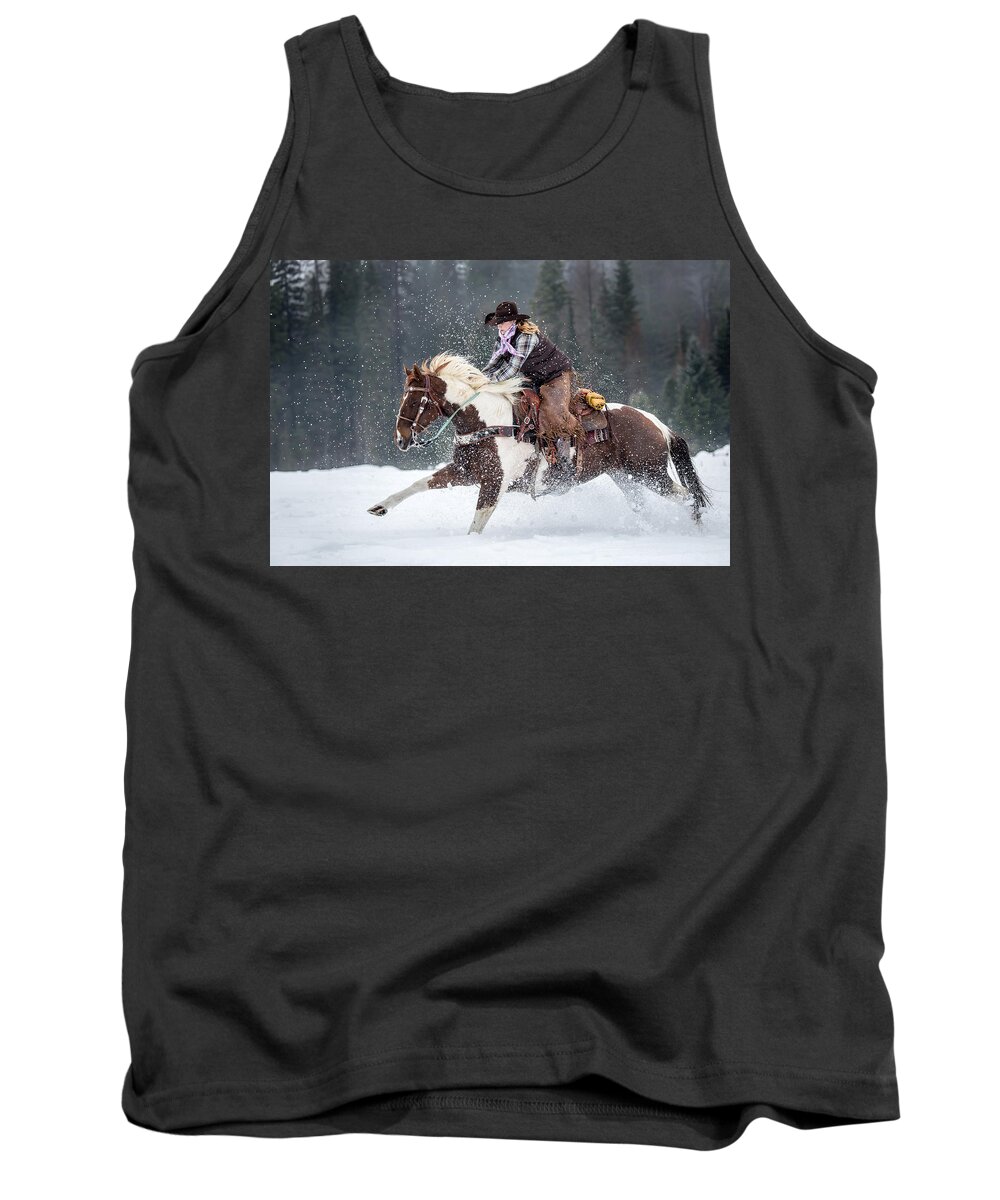 Horse Tank Top featuring the photograph Dashing Through the Snow by Jack Bell