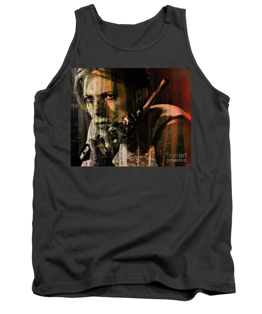 David Bowie Tank Top featuring the digital art David Bowie / The Man Who Fell To Earth by Elizabeth McTaggart