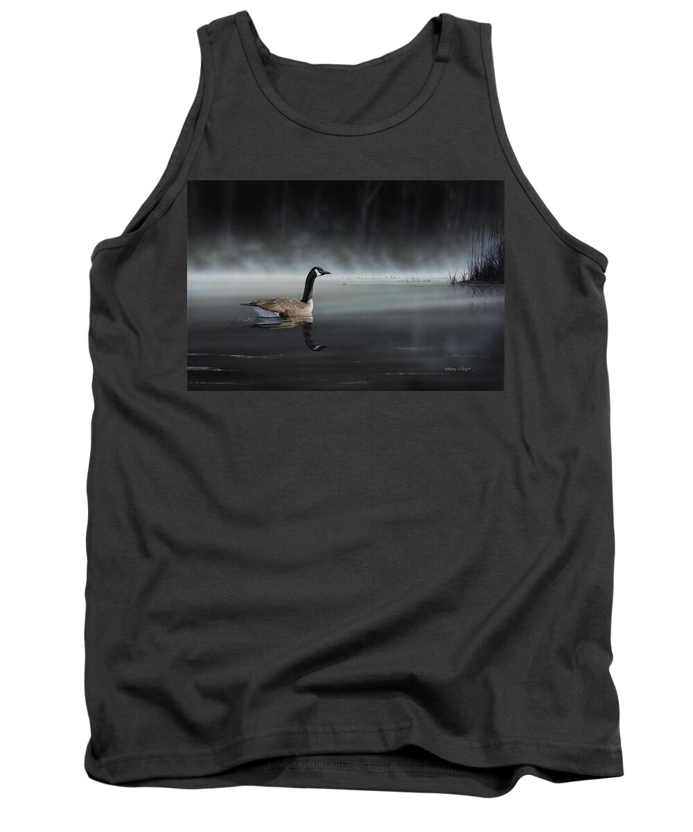 Goose Tank Top featuring the painting Daybreak Sentry by Anthony J Padgett