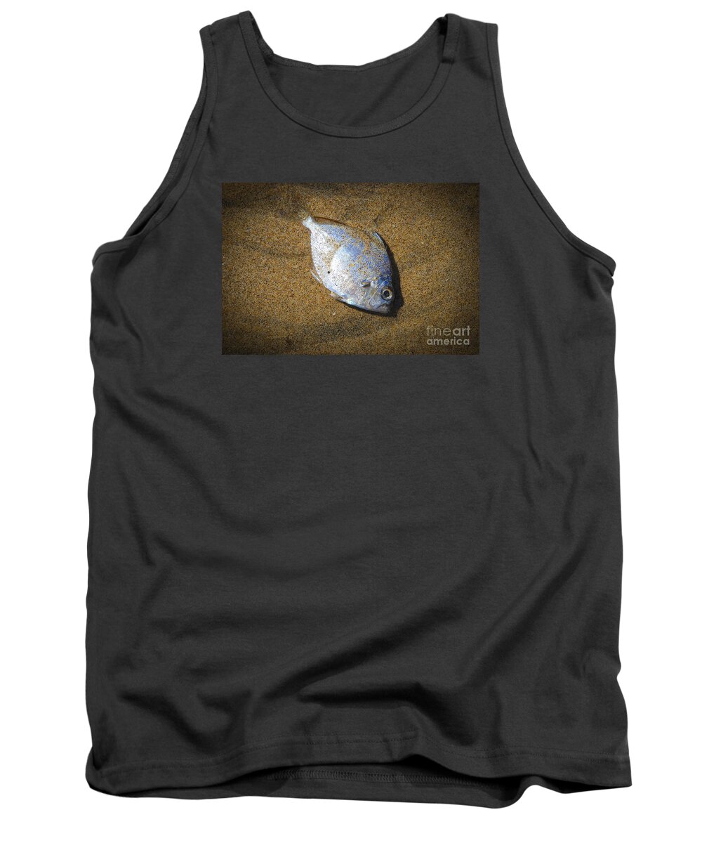 Beach Tank Top featuring the digital art Dead fish on the beach by Perry Van Munster