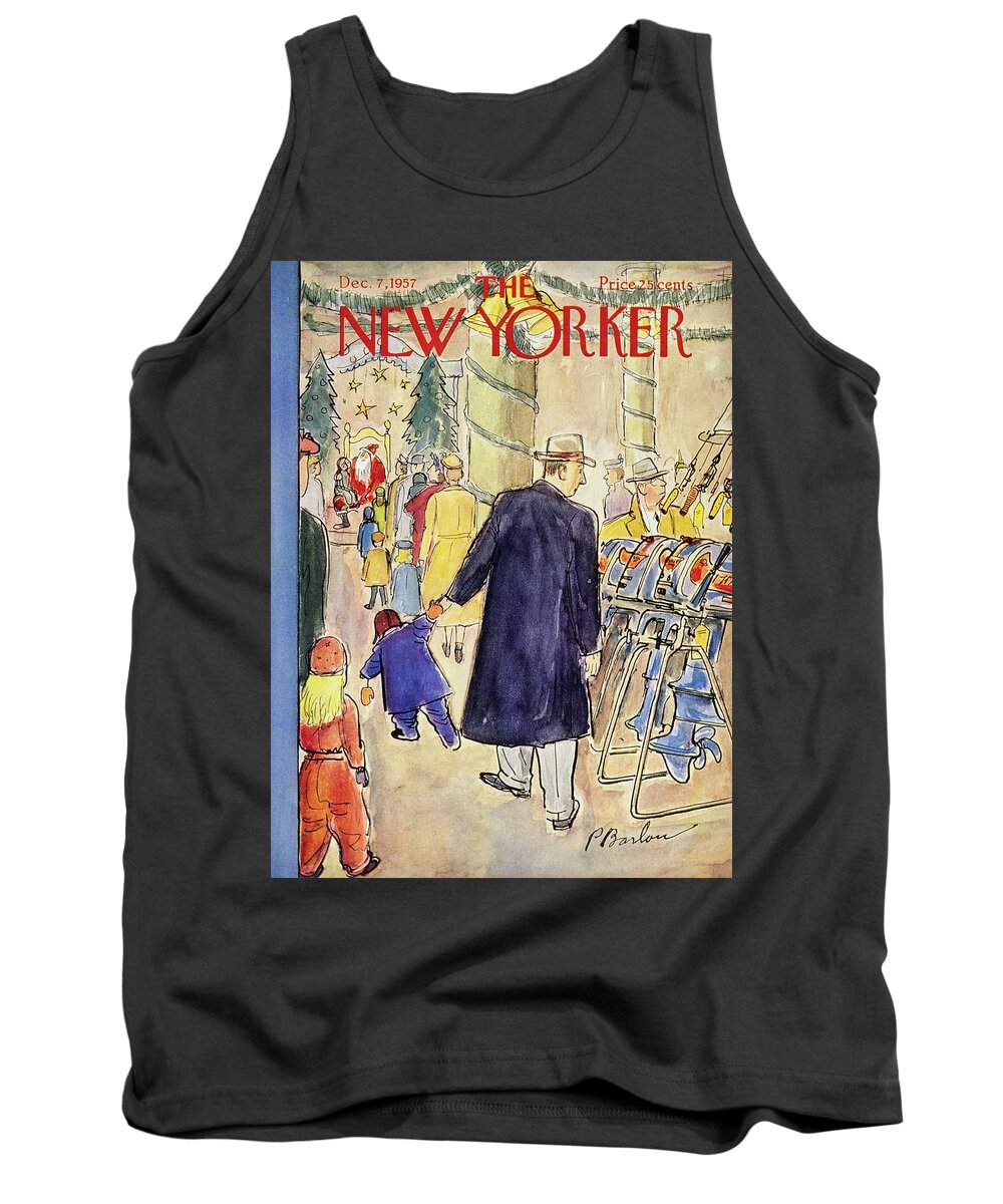 Christmas Tank Top featuring the painting New Yorker December 7th 1957 by Perry Barlow