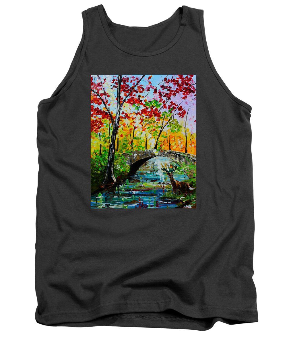 City Paintings Tank Top featuring the painting Deer Crossing by Kevin Brown