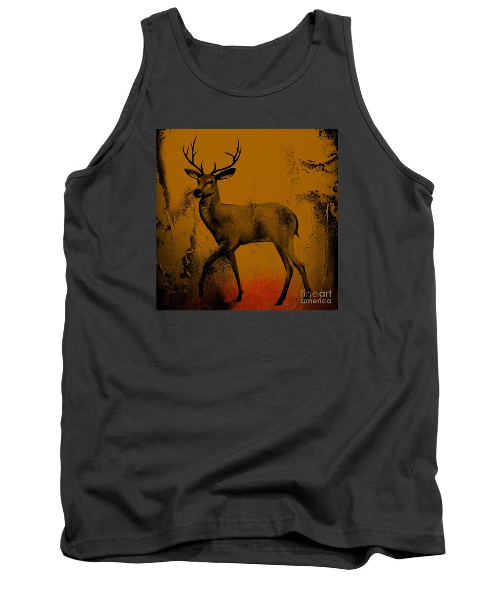 Deer Tank Top featuring the painting Deer With Big Horn by Gull G