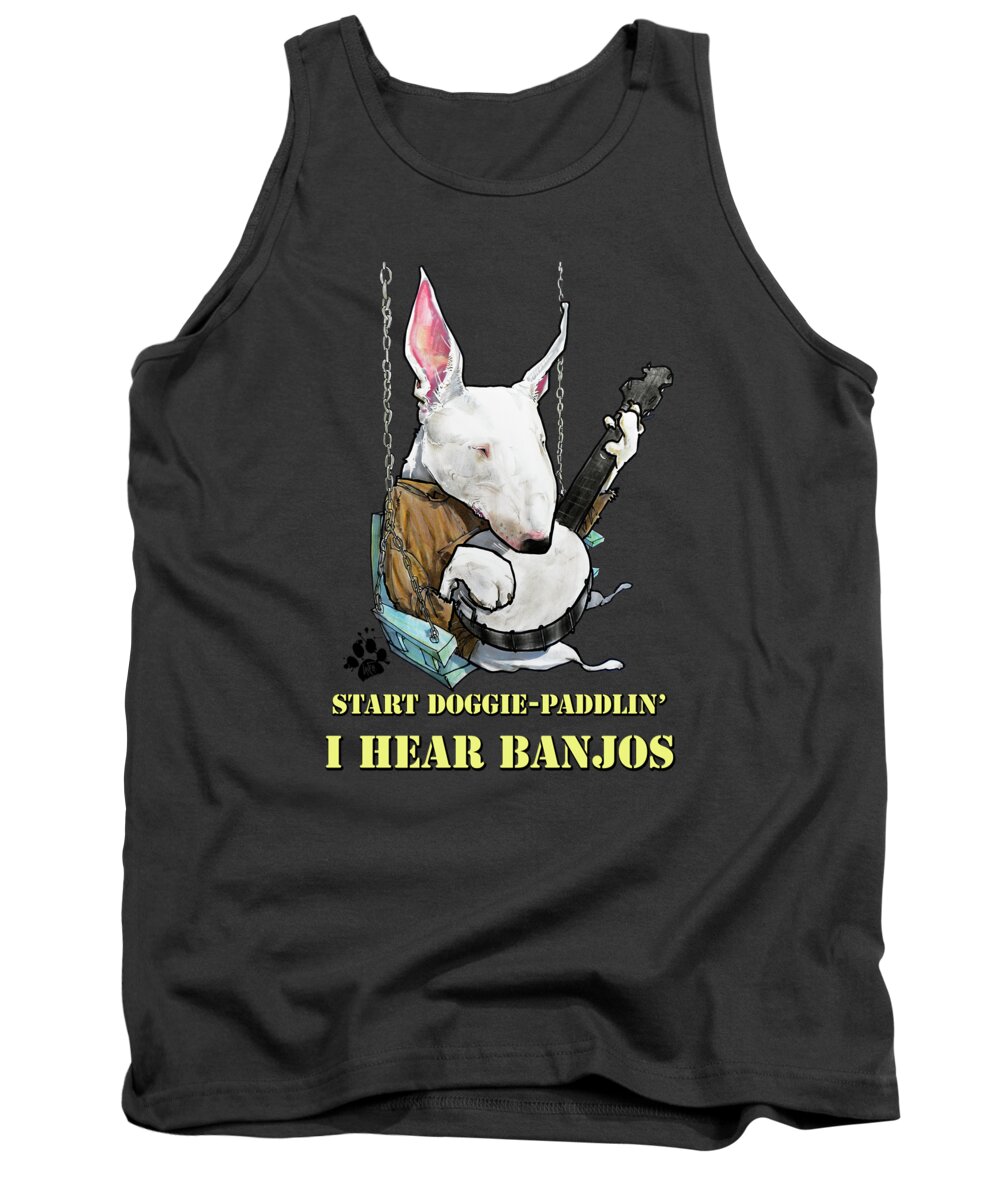Dog Caricature Tank Top featuring the drawing Deliverance Bull Terrier Caricature Art Print by Canine Caricatures By John LaFree