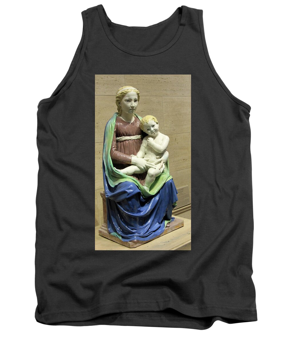 Madonna Tank Top featuring the photograph Della Robbia's Madonna And Child by Cora Wandel