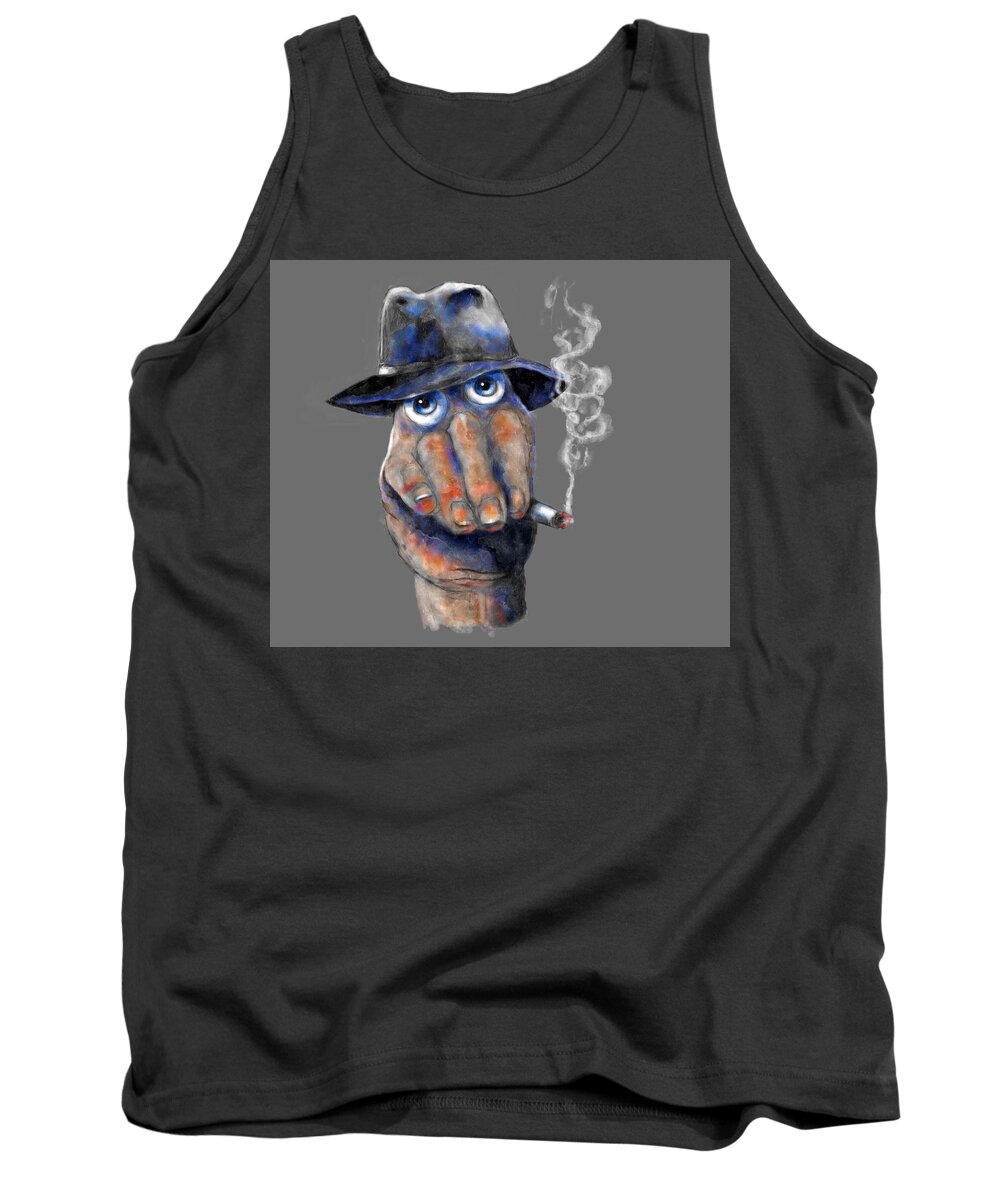 Sketch Tank Top featuring the digital art Detective Hand by Rick Mosher