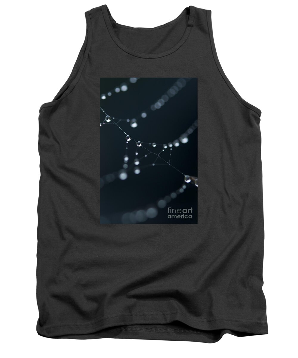 Dew Tank Top featuring the photograph Dewdrop on cobweb 002 by Clayton Bastiani