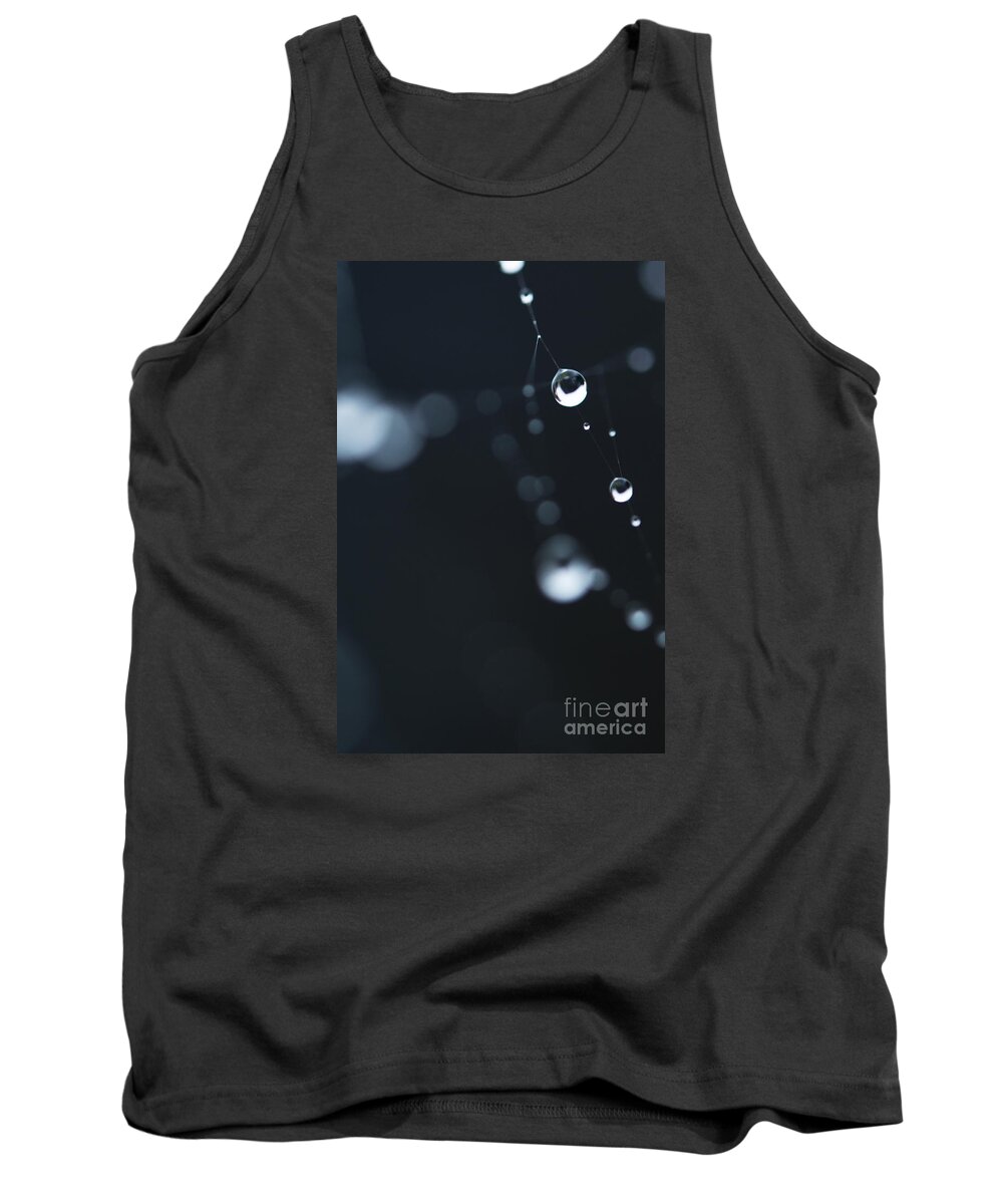 Dew Tank Top featuring the photograph Dewdrops on cobweb 004 by Clayton Bastiani