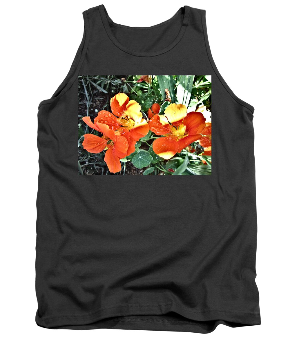 Flower Tank Top featuring the photograph Dewy Orange by Vesna Martinjak