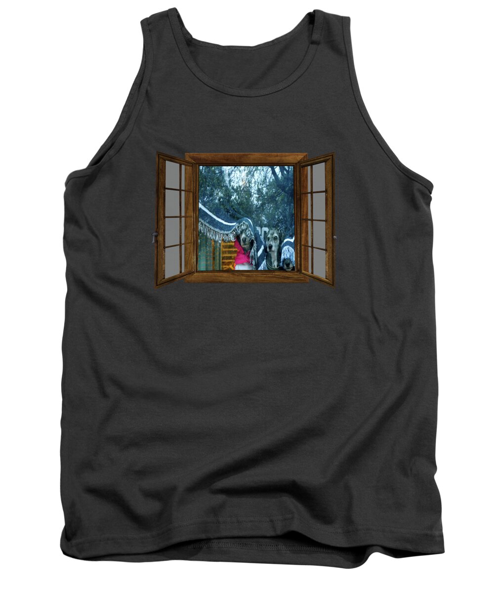 Dog Tank Top featuring the mixed media Dog Loyalty - The Wait by Gabby Dreams