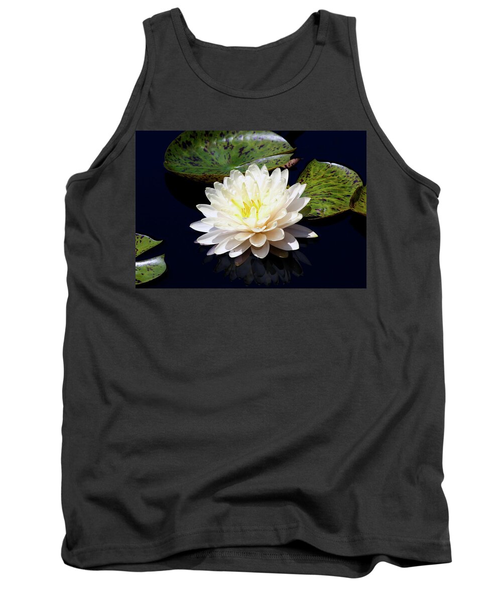 Dotty Tank Top featuring the photograph Dotty White Lotus and Lily Pads 0030 DLW_H_2 by Steven Ward
