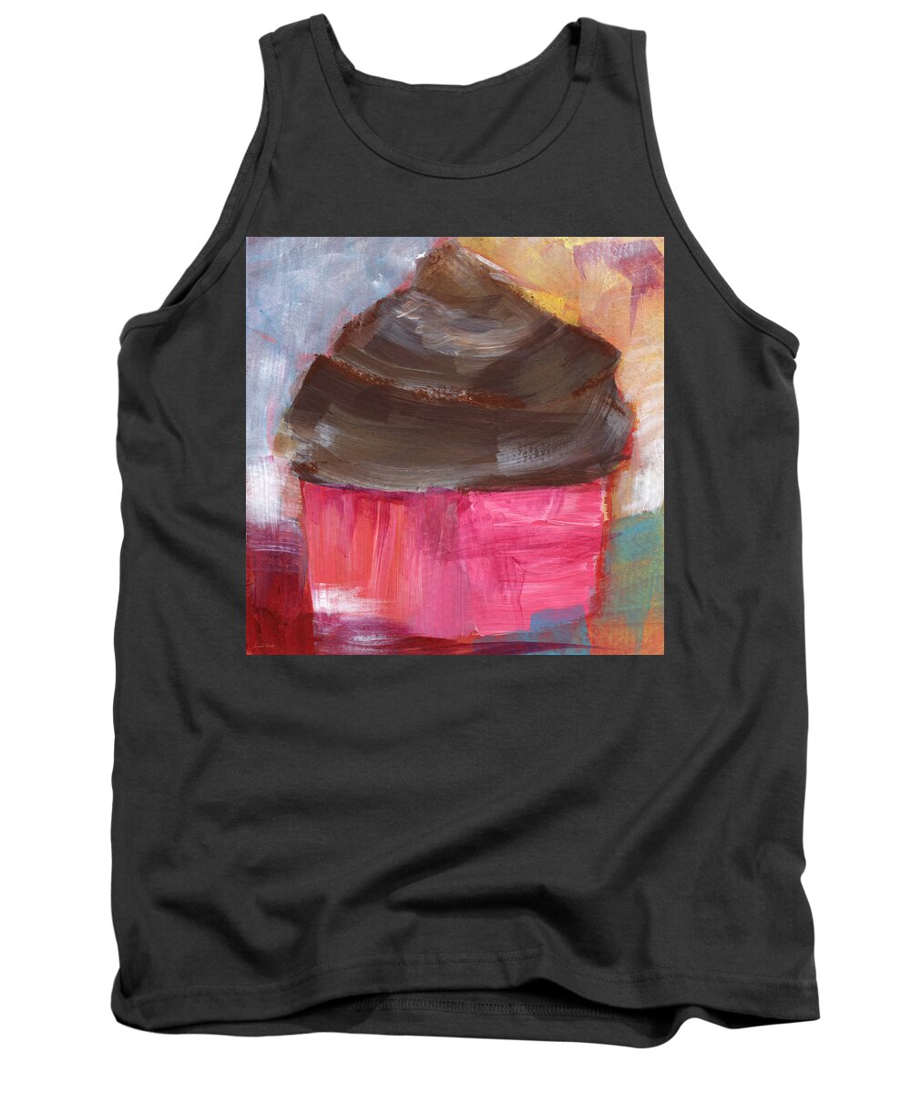 Cupcake Tank Top featuring the mixed media Double Chocolate Cupcake- Art by Linda Woods by Linda Woods