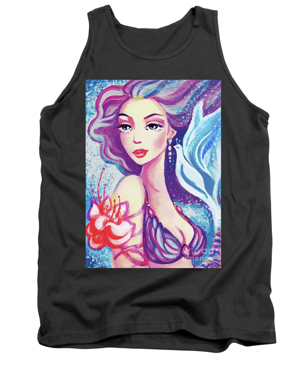 Sea Goddess Tank Top featuring the painting Dove Mermaid by Eva Campbell