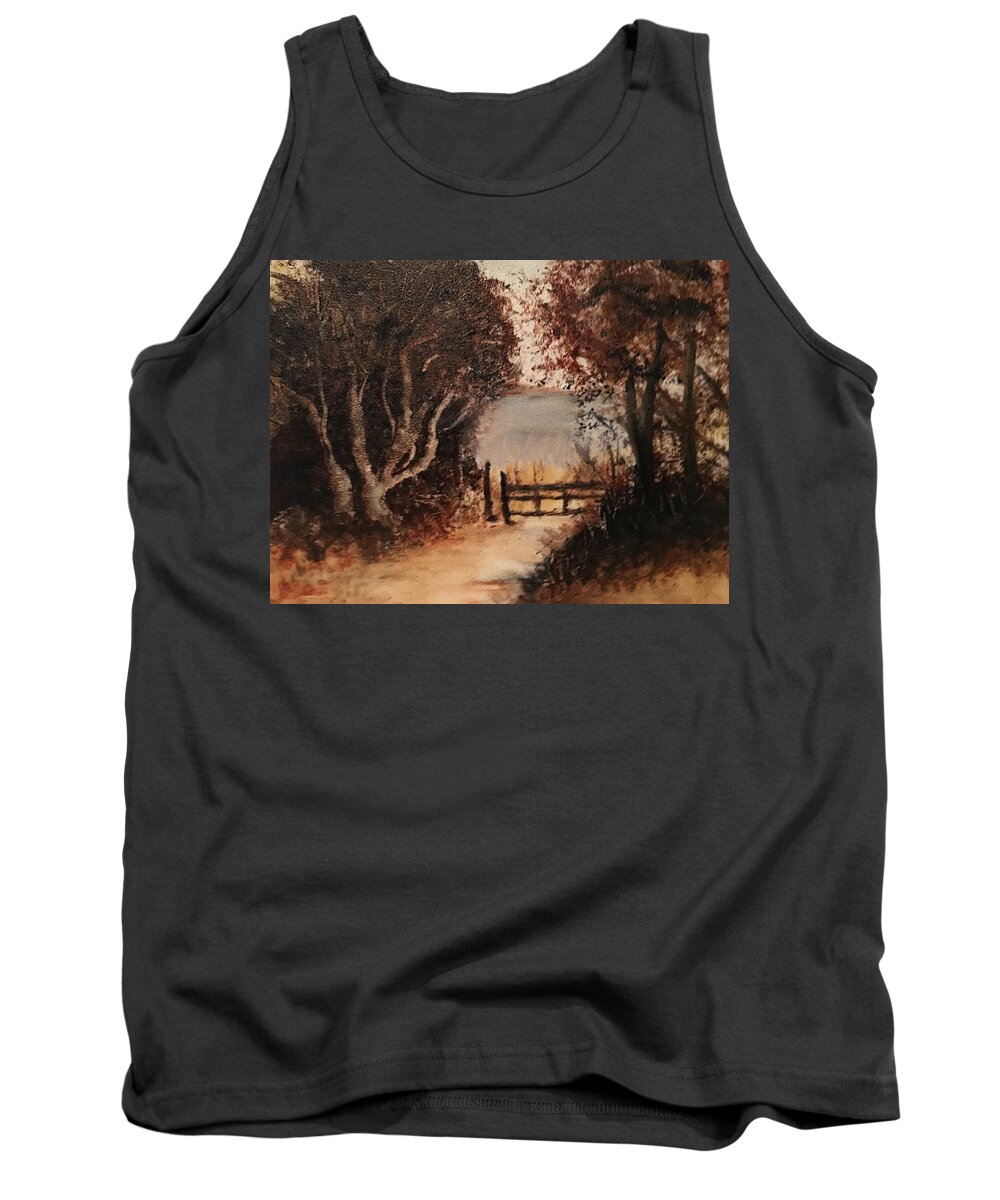 Path Tank Top featuring the painting Down the Path by Sharon Schultz