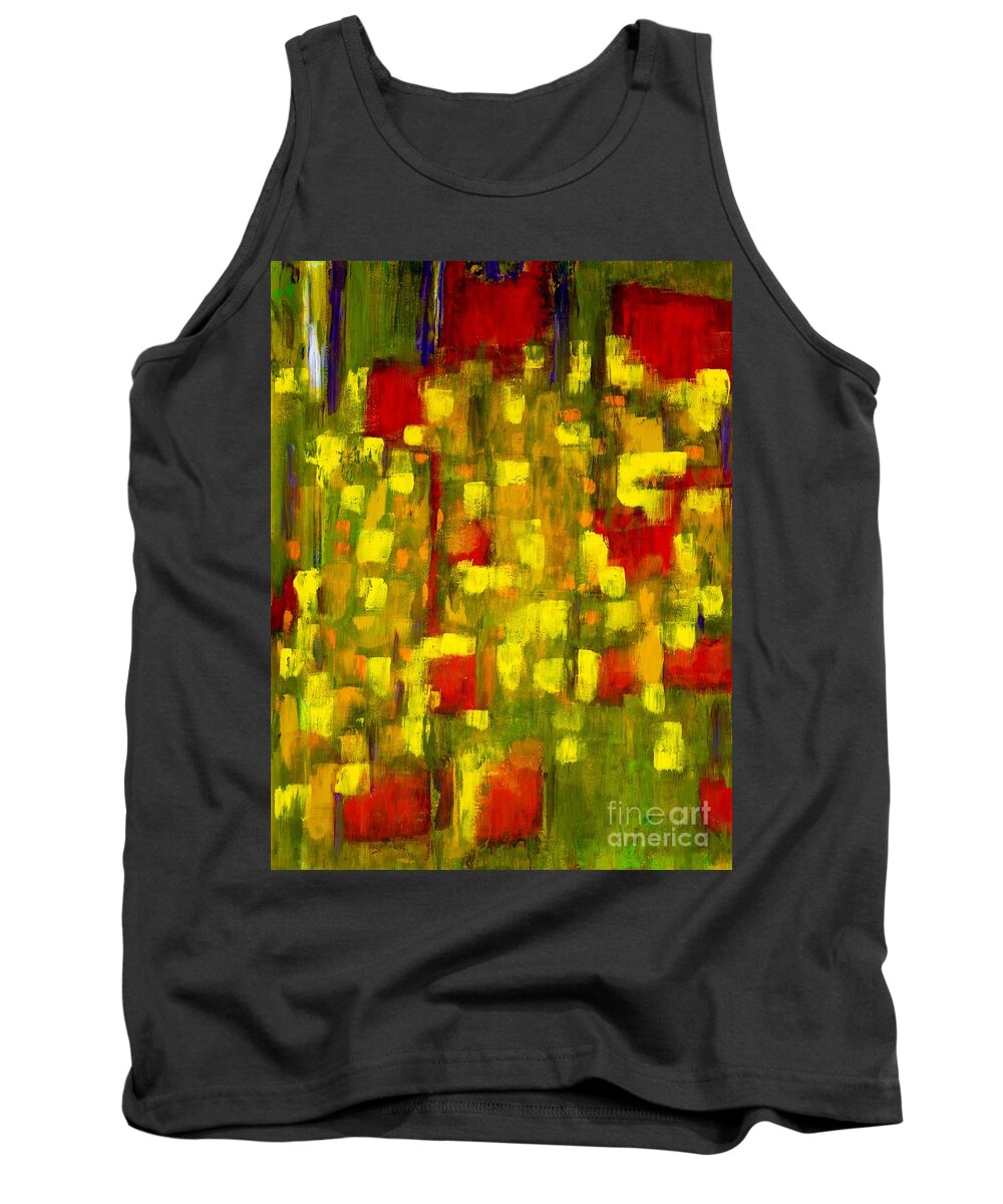 Painting-abstract Acrylic Tank Top featuring the painting Downtown City Lights by Catalina Walker