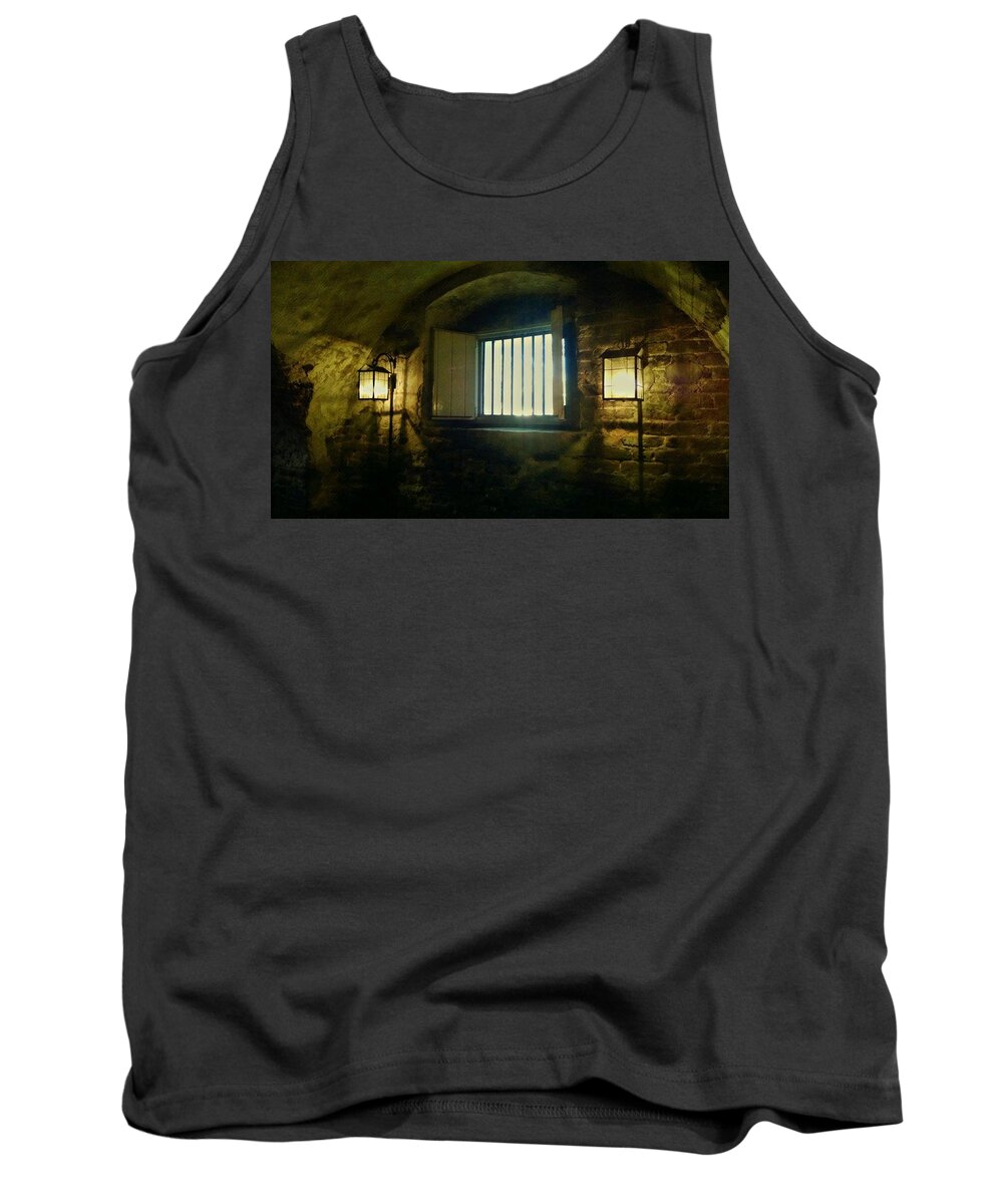 Dungeon Tank Top featuring the photograph Downtown Dungeon by Sherry Kuhlkin