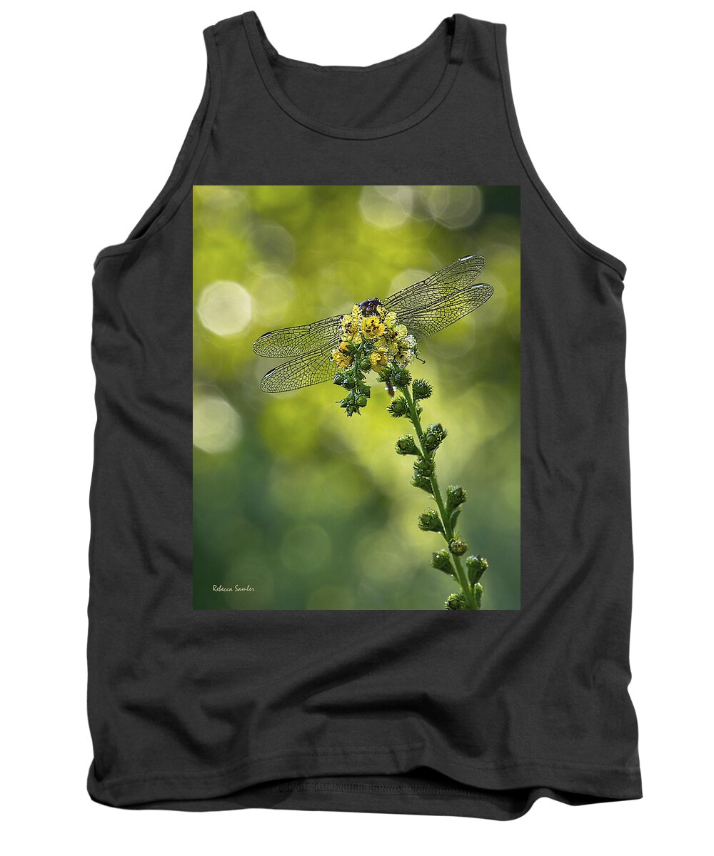 Dragonfly Tank Top featuring the photograph Dragonfly Flower by Rebecca Samler