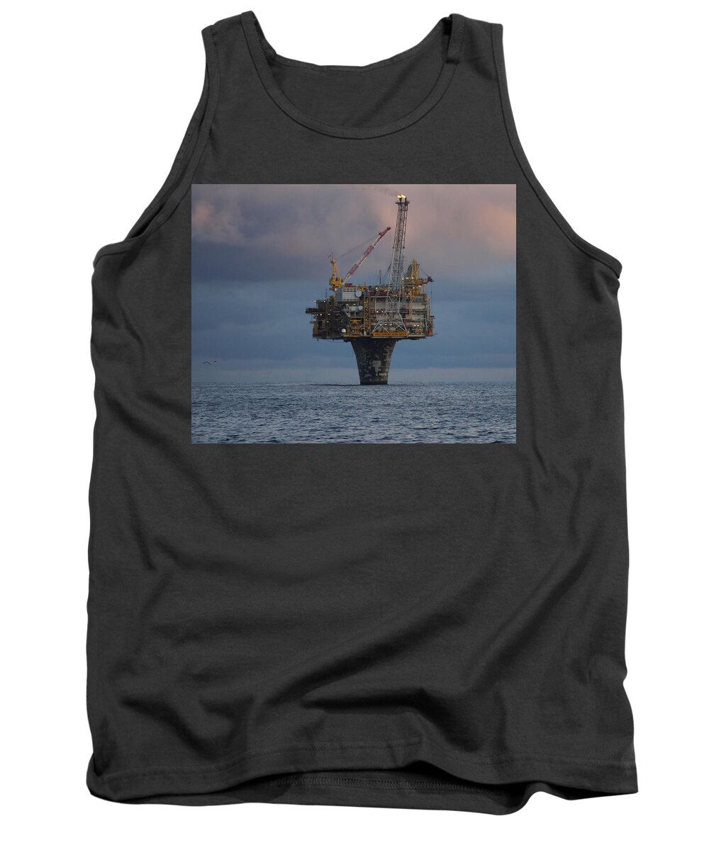 Draugen Tank Top featuring the photograph Draugen Platform #1 by Charles and Melisa Morrison