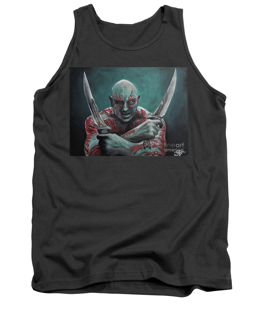 Drax The Destroyer Tank Top featuring the painting Drax The Destroyer by Tom Carlton
