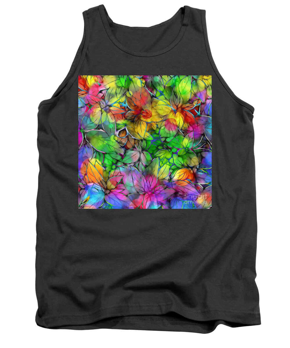 Abstract Tank Top featuring the digital art Dream Colored Leaves by Klara Acel