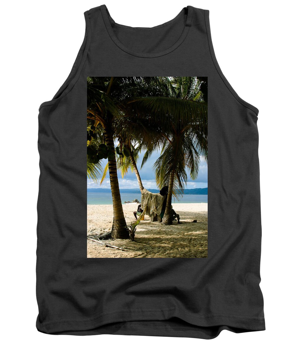 Beach Tank Top featuring the photograph Drying the Nets by Peter OReilly